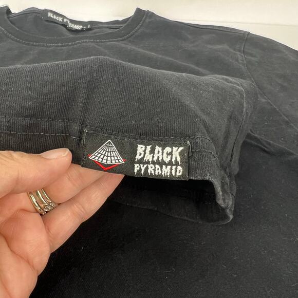 VTG BLACK PYRAMID GRAPHIC T-SHIRT MEN LARGE CREWNECK Heavy COTTON CASUAL SKATER - Picture 5 of 10